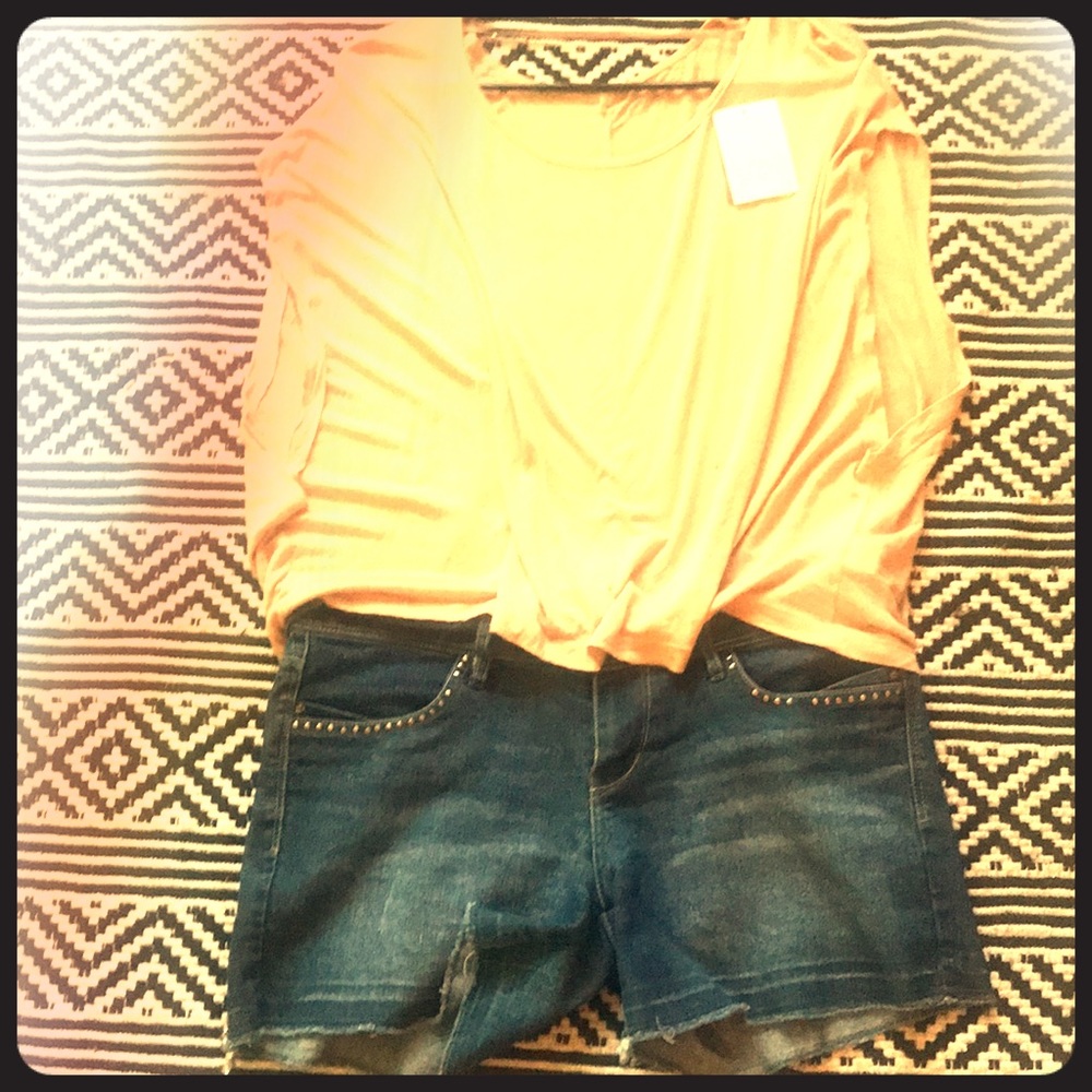 Cute top and Jean shorts